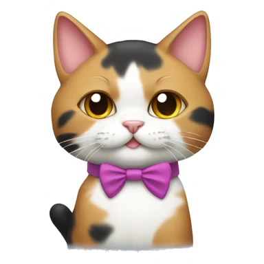 Tricolor cat with a bow around its neck sticker