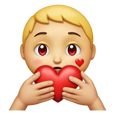 > "A round yellow emoji face with big, shiny, teary eyes, holding a red broken heart close to its chest with both hands, showing a caring and comforting expression, 2D digital art, soft shading, simple background." sticker