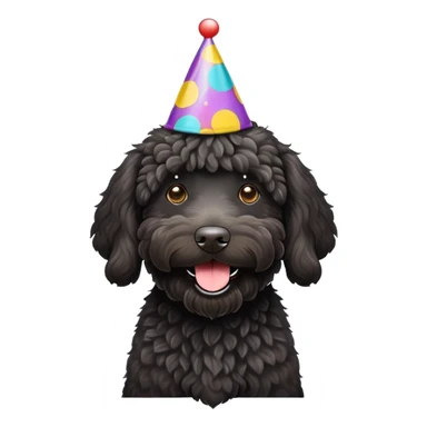 Black labradoodle party hat sticker