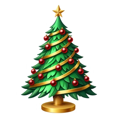 Christmas tree with red tinsel and gold ornaments  sticker