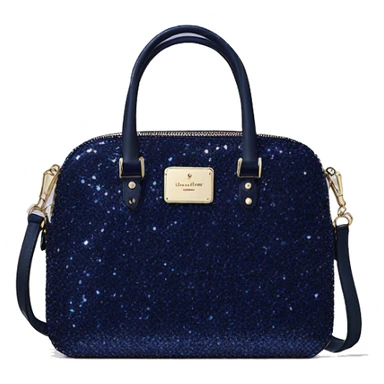 Realistic isolated navy blue glitter kate spade satchel purse.  sticker