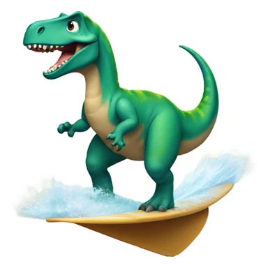 A dinosaur surfing  sticker
