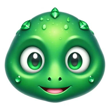 Cinematic Cute Green Bugdie Portrait Emoji, Head tilted playfully and inquisitively, featuring a glossy, vibrant emerald exoskeleton with intricate patterns, round, sparkling multifaceted eyes filled with curiosity, Simplified yet irresistibly adorable features, highly detailed, glowing with a warm, friendly glow, high shine, affectionate and lively, stylized with a touch of whimsy, bright and endearing, soft glowing outline, capturing the essence of a mischievous yet charming bug, so playful it feels like it could buzz out of the screen and into your arms! sticker