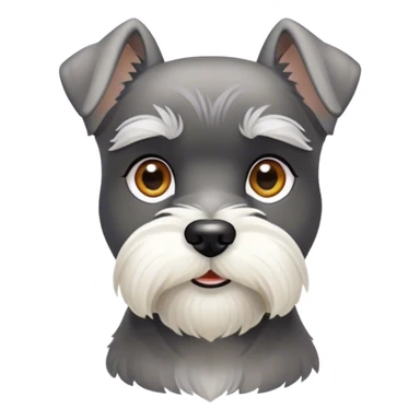 Cinematic Noble Miniature Schnauzer Portrait Emoji, Standing with a proud and stately demeanor, showcasing a sharply defined, salt-and-pepper fur with distinguished eyebrows and a confident, alert expression, simplified yet exquisitely detailed, glowing with a refined, dignified radiance, high shine, exuding intelligence and classic noble charm, soft glowing outline, capturing the essence of a noble Miniature Schnauzer that commands attention with effortless style! sticker