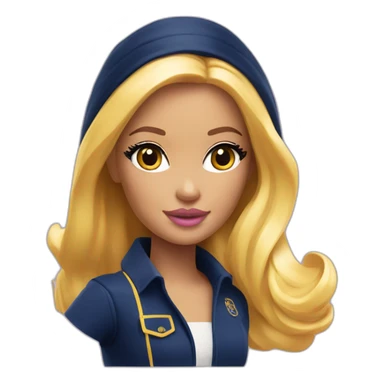 barbie girl with skin in navy blue color like avatar and rose-yellow hairs sticker