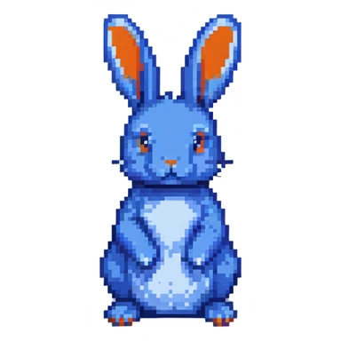 blue rabbit, pixelated blue bunny sticker