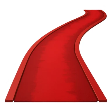 Minimalist emoji-style sticker of a blood-red carpet shaped like a thick trail or drop, flat vector design, no shadows. sticker