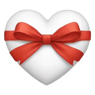 White heart with a big red bow wrapped around it  sticker