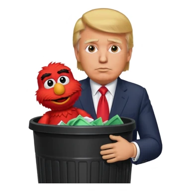 trump stuffing elmo in trash can sticker