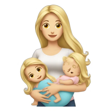 long hair blonde mother with 2 female babies sticker