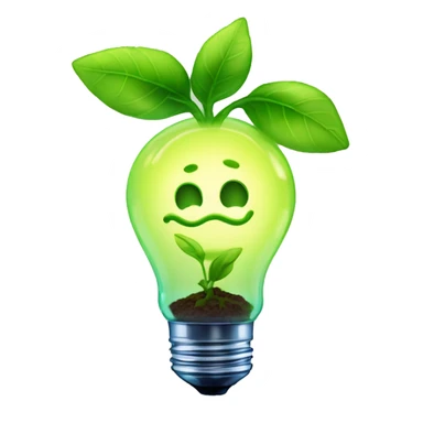 a plant sprout inside a glowing idea lightbulb sticker
