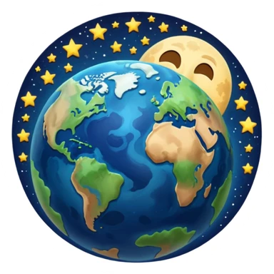 earth and the moon add stars make it less reallistic sticker