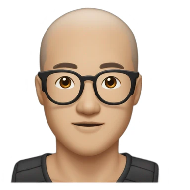 30 year old Asian man with no facials hair thick round black glasses and losts of freckles and gelled back black hair sticker