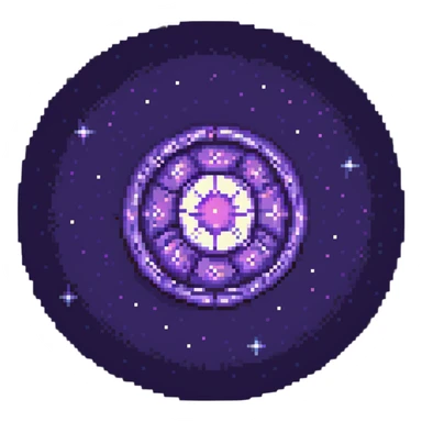pixel art galaxy with twinkling stars and purple core sticker
