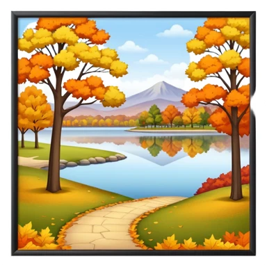 a park with a lake in autumn season sticker