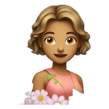 Cute girl with flowers blinking sticker