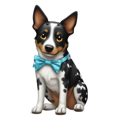 Black and white spotted Australian cattle dog, with bows sticker