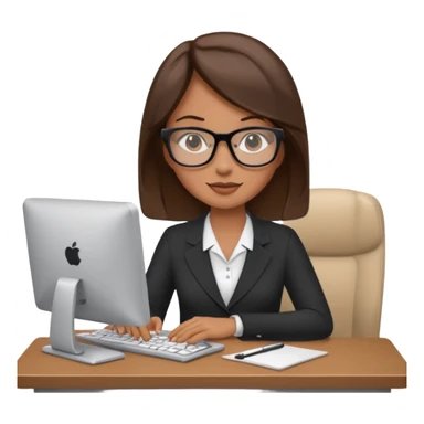 administrative assistant with brunette hair on computer sticker