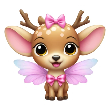 baby deer with fairy wings and a pink bow around its neck  sticker