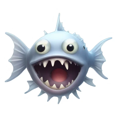 Anglerfish with glowing lure, sharp teeth, and big eyes. sticker
