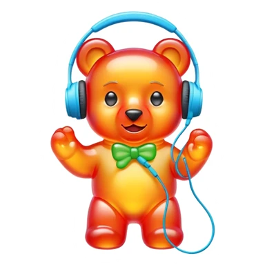 A gummy bear with earphones sticker