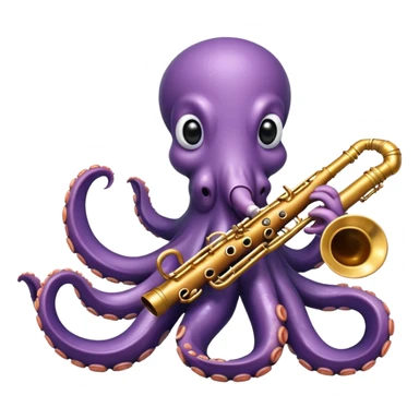 octopus playing the clarinet sticker