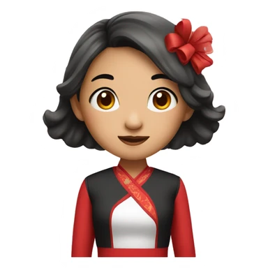 Asian girl is dressed up in red dress  sticker