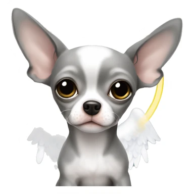 Grey chihuahua cute baby with Angel halo sticker