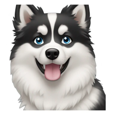 White women black hair pomsky blue eyes sticker