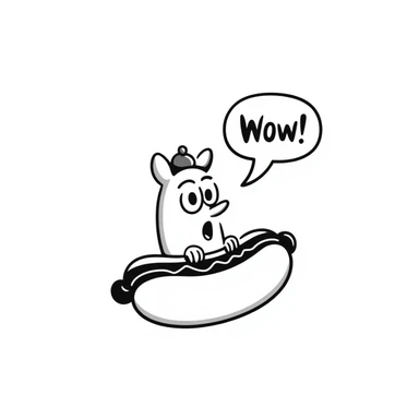 hotdog with a speech bubble, hand-drawn doodle style, casual and friendly sticker