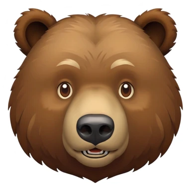 Russian grizzly bear, front view, brown fur, iOS emoji style sticker