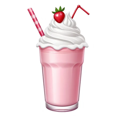 strawberry milkshake with whipped cream and cherry on top sticker