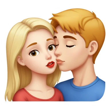 Girl kissing boy sticker