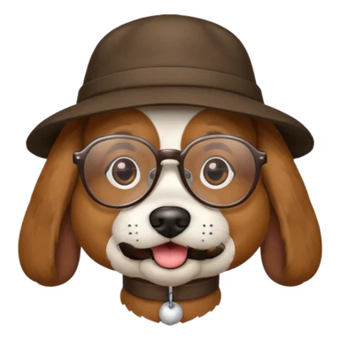 a dog with hat and glasses sticker