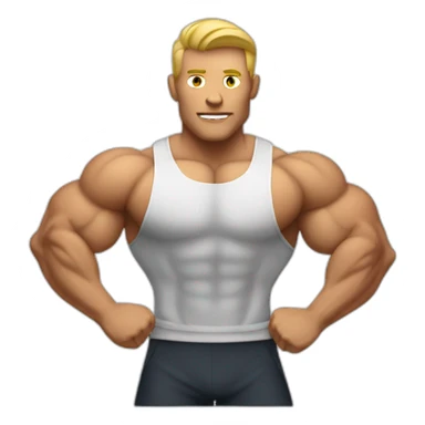 white bodybuilder with wide and dense back muscles back double biceps ppose sticker