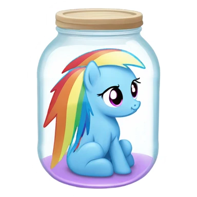 My little pony Rainbow Dash sad in a jar with milk at the bottom of the jar sticker