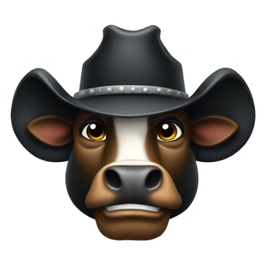 A Muscular black bull wearing cowboy hat sticker