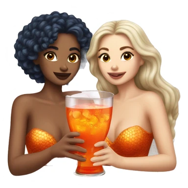 Three beautiful mermaids (light skin) drinking aperol sticker