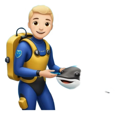 une personne qui est devant un aquarium où on peut carreser des raies menta sticker