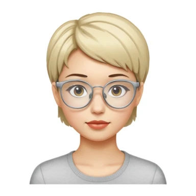 haz un emoji de una joven con pelo corto y lentes tipo 2014 transparente  sticker