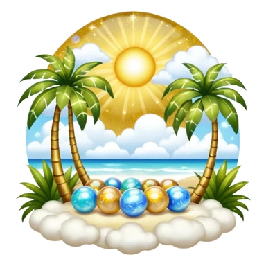 White and glittery gold with marbles, palms, vines, divine, heavenly, spiritual, pure, glowing, cute clouds, sunshine, sparkly, beautiful, elegant, luxurious, pretty, aesthetic scenery scene picture   sticker