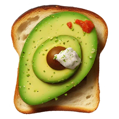 Mashed avocado on toast with seasoning sticker