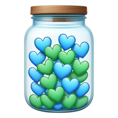 Jar full of blue and green hearts sticker
