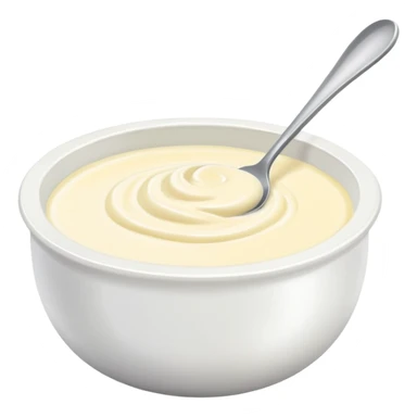 bowl of creamy garlic aioli sauce with a spoon sticker