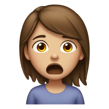 Brown haired girl coughing  sticker