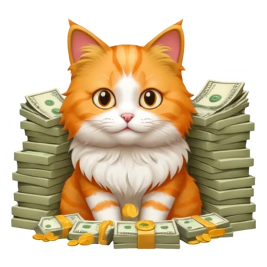 Cute cat surrounded by money sticker