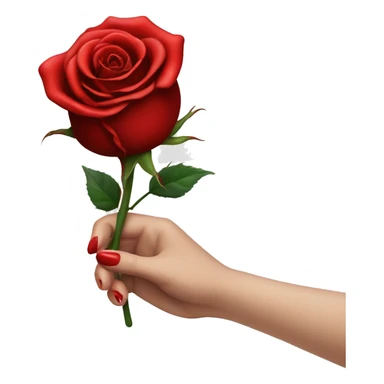 An image of a hand holding a rose, with a thorn piercing the skin, showing a small drop of blood, symbolizing the pain of beauty or love sticker