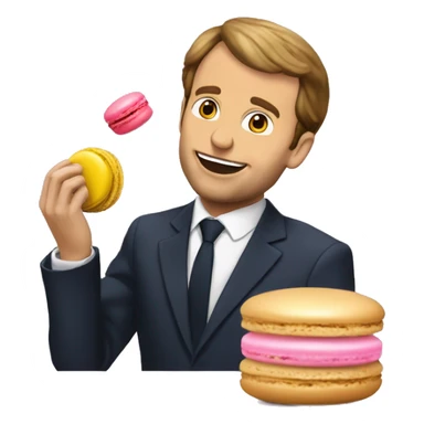 Macron qui mange un macaron sticker
