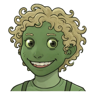 Curly hair, dirty blond, and braces  sticker
