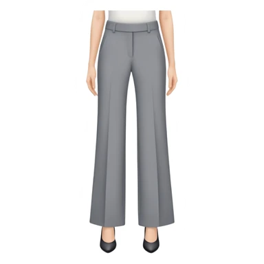 petite gray wide leg tailored pants for women, shorter length, ankle length, for short height woman, dress trousers, only the garment on white background sticker